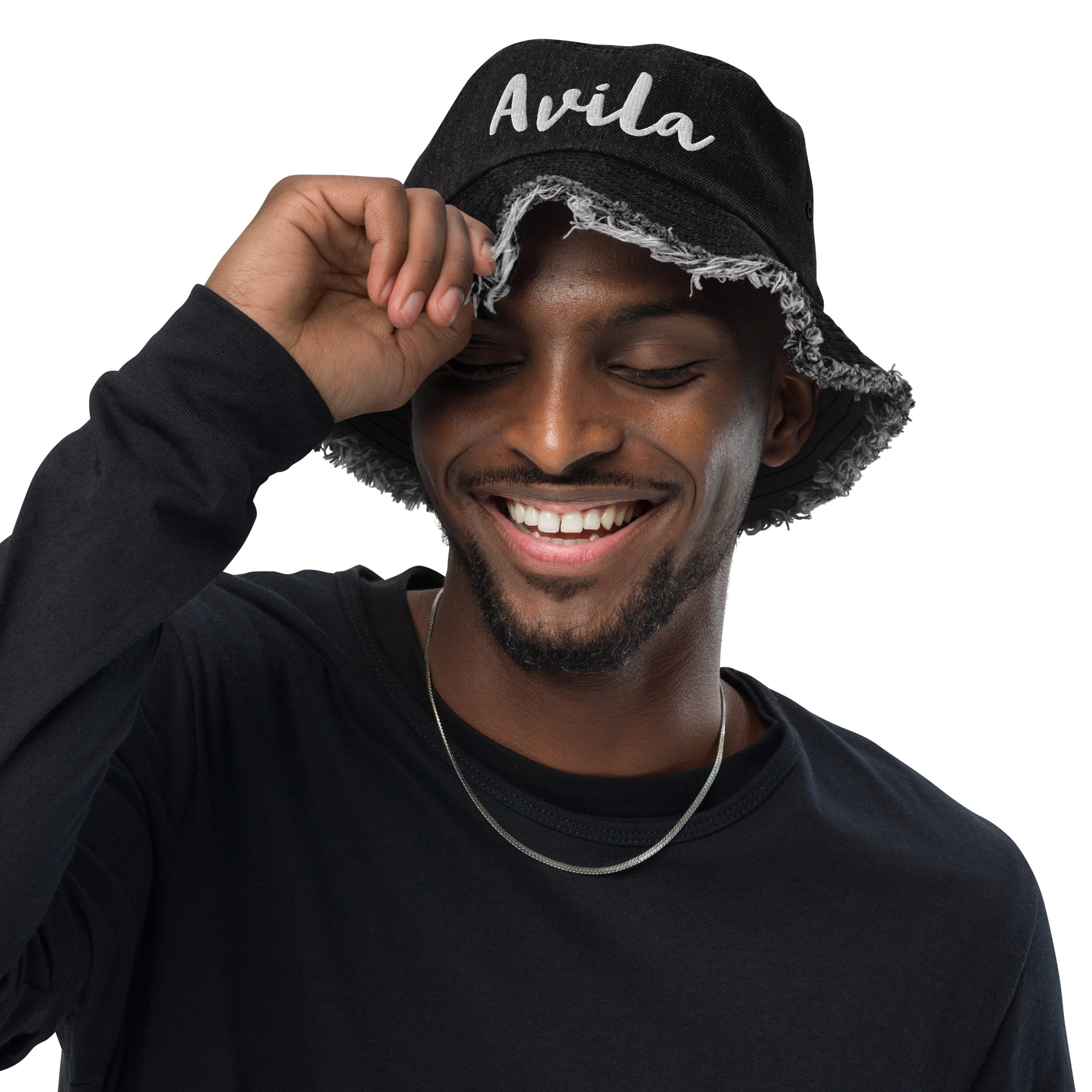 Avila Distressed denim bucket hat – Avila Production